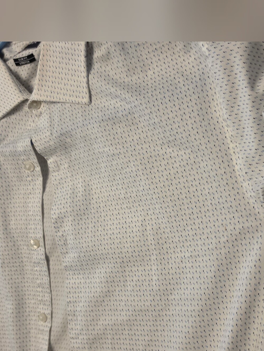 Van Heusen Flex White Dress Shirt with Blue Micro Dots